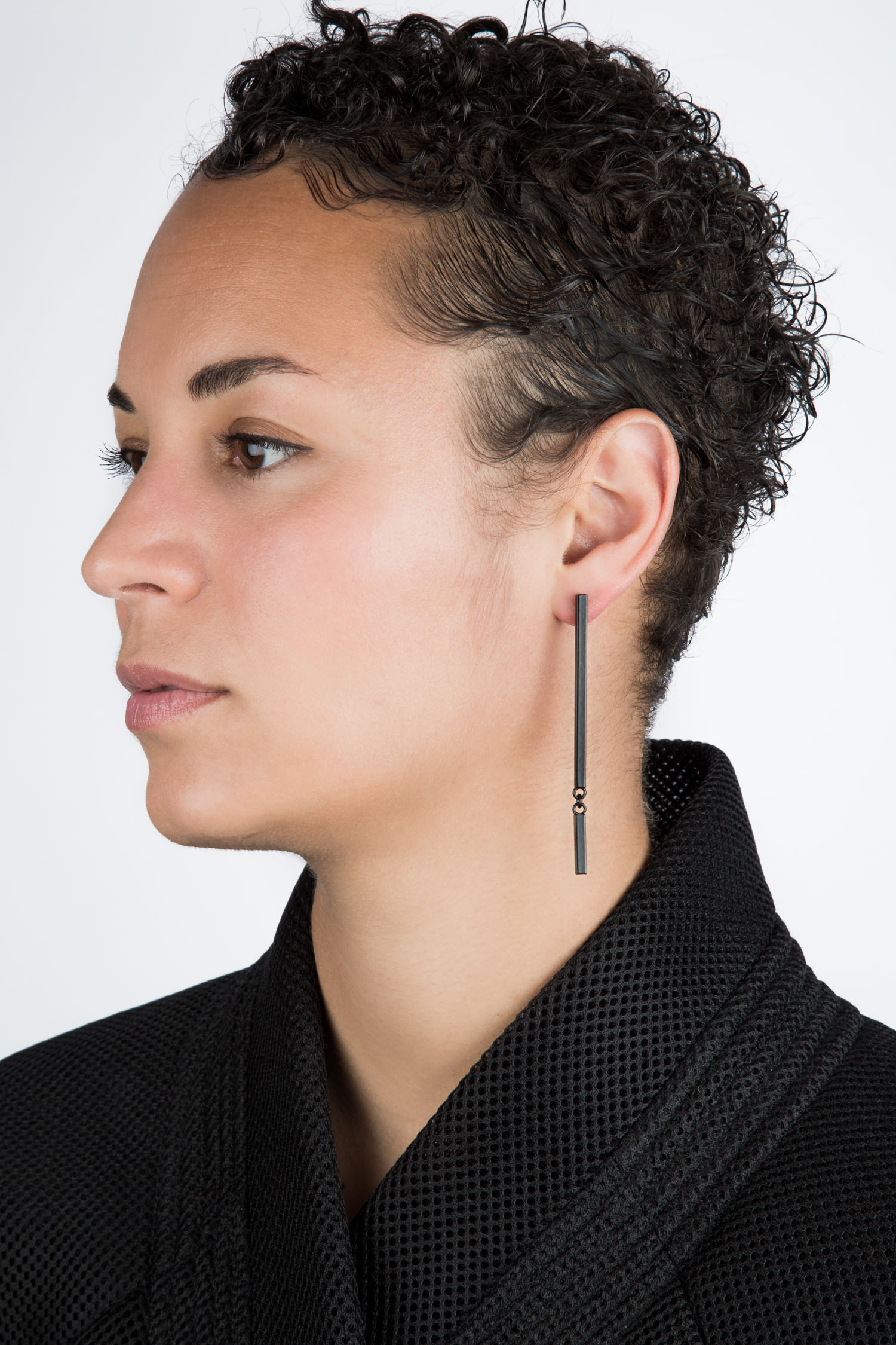 Black and White earrings, Minimal Style made from Silver, Brass and Powdercoating by Lena Wunderlich